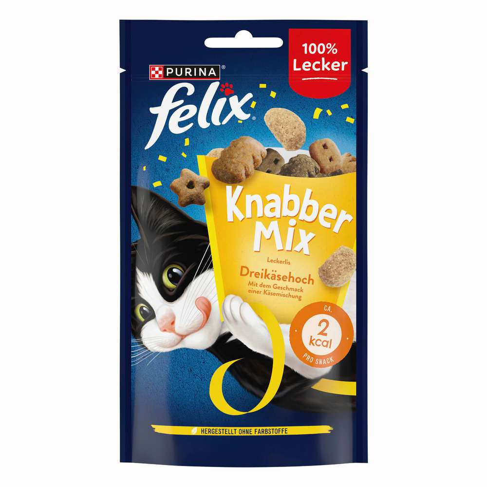 Produktabbildung Felix Katzen-Snack Knabbermix, Dreikäsehoch