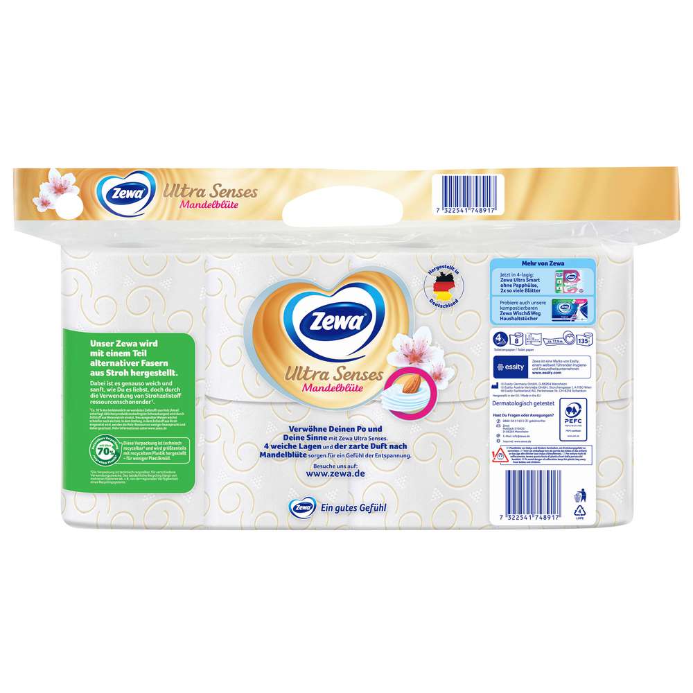 Produktabbildung Zewa Toilettenpapier Ultra Sense, Mandelblüte 4-lagig
