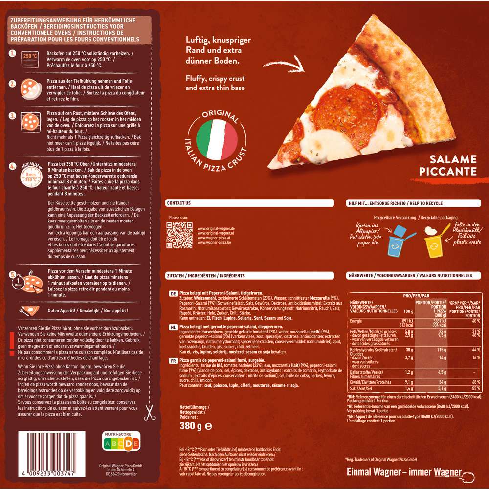 Produktabbildung Wagner Pizza Pizzeria Style, Salame Piccante 