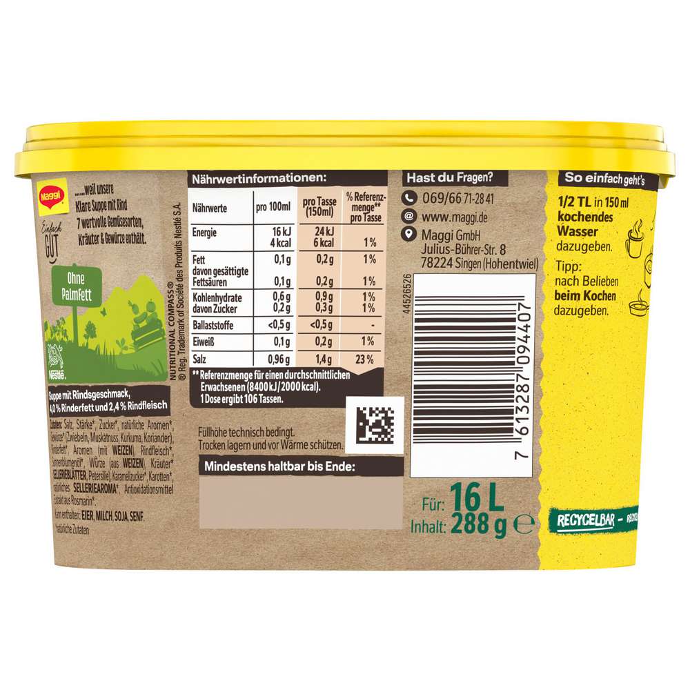 Produktabbildung Maggi Klare Suppe mit Rind