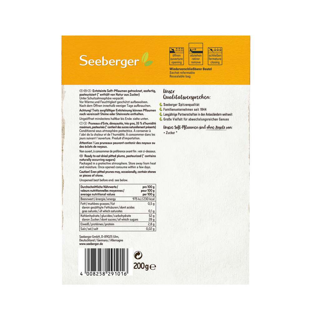 Produktabbildung Seeberger Soft-Pflaumen, entsteint & getrocknet