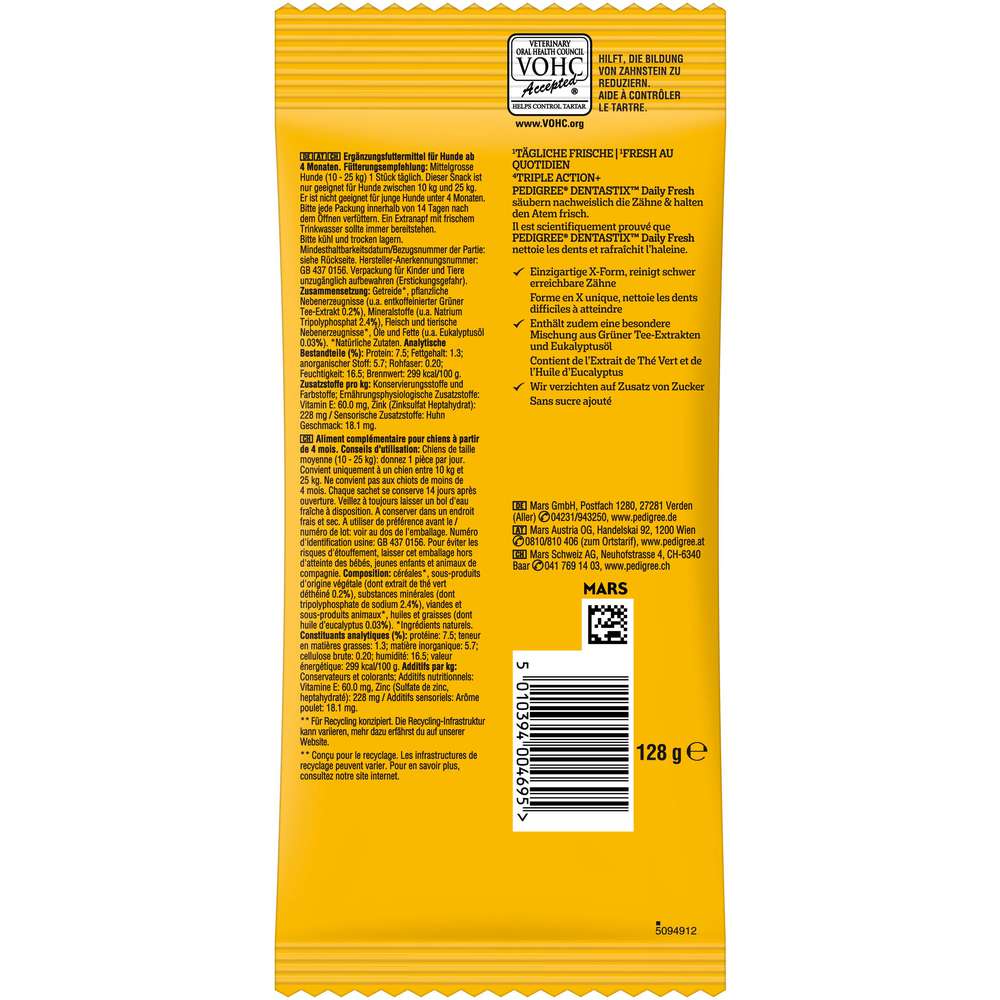 Produktabbildung Pedigree Hunde-Snack, Dentastix Kaustangen, Daily Fresh, medium