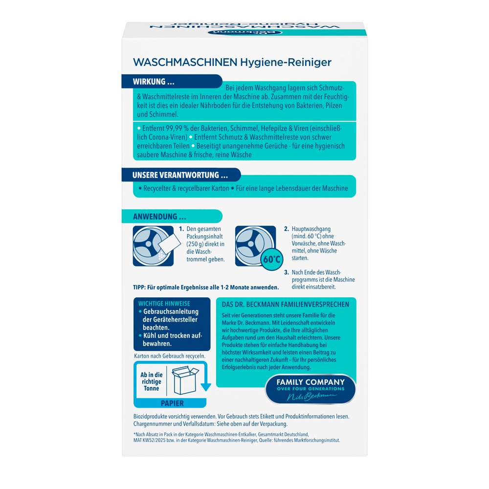 Produktabbildung Dr. Beckmann Waschmaschinen Hygiene Reiniger