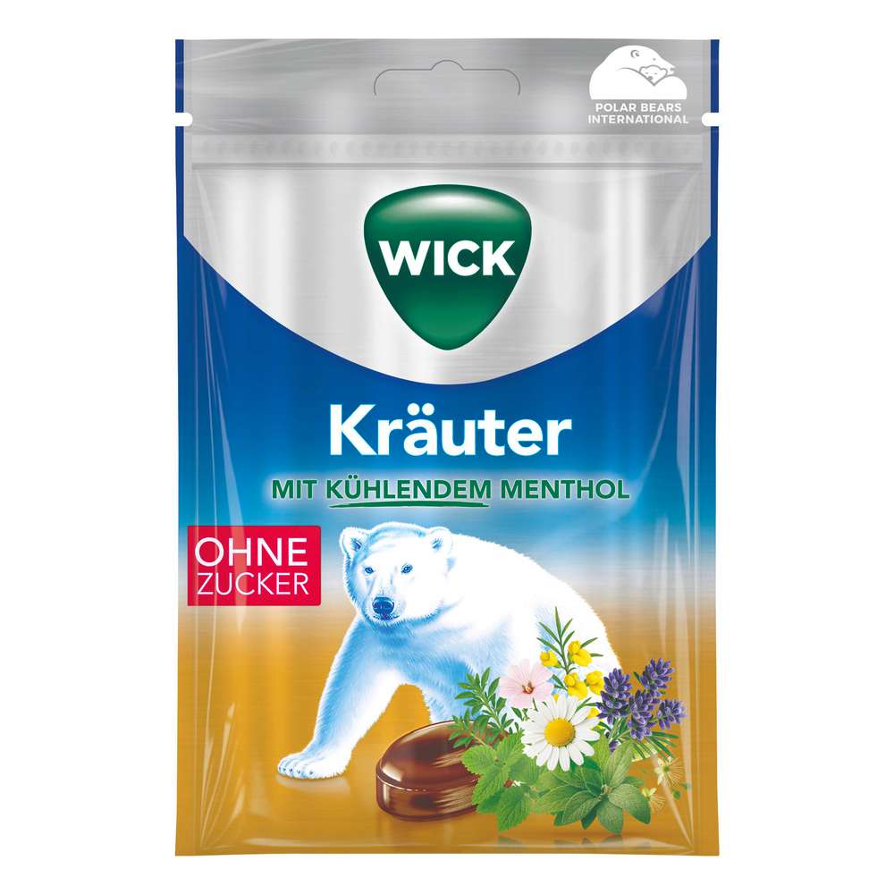 Produktabbildung Wick Kräuterbonbons mit Menthol, ohne Zucker