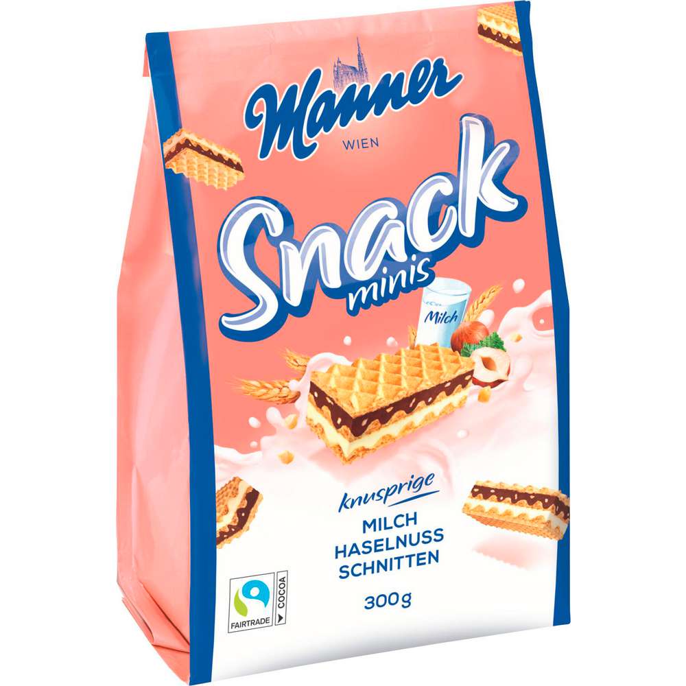 Produktabbildung Manner Waffeln Snack minis, Milch-Haselnuss