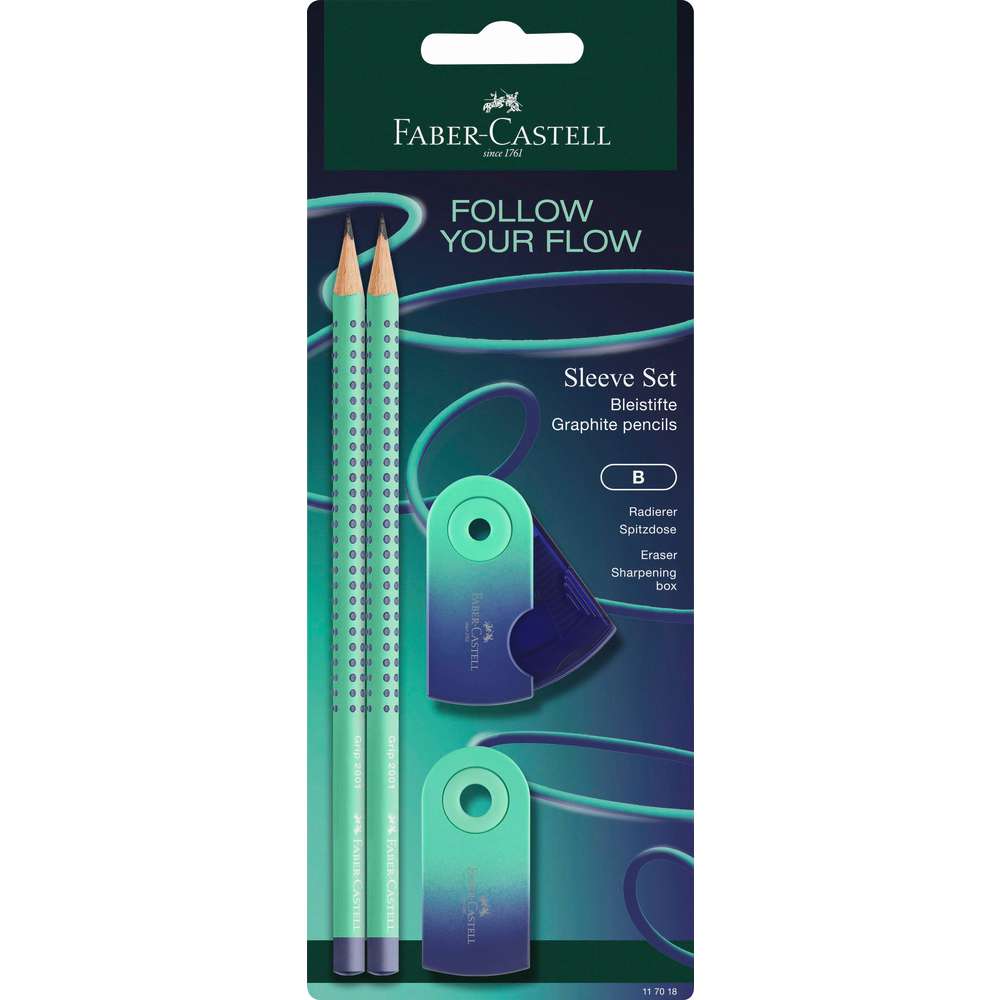 Produktabbildung Faber-Castell Flow Edition Grip Set BK Buzzing Blue