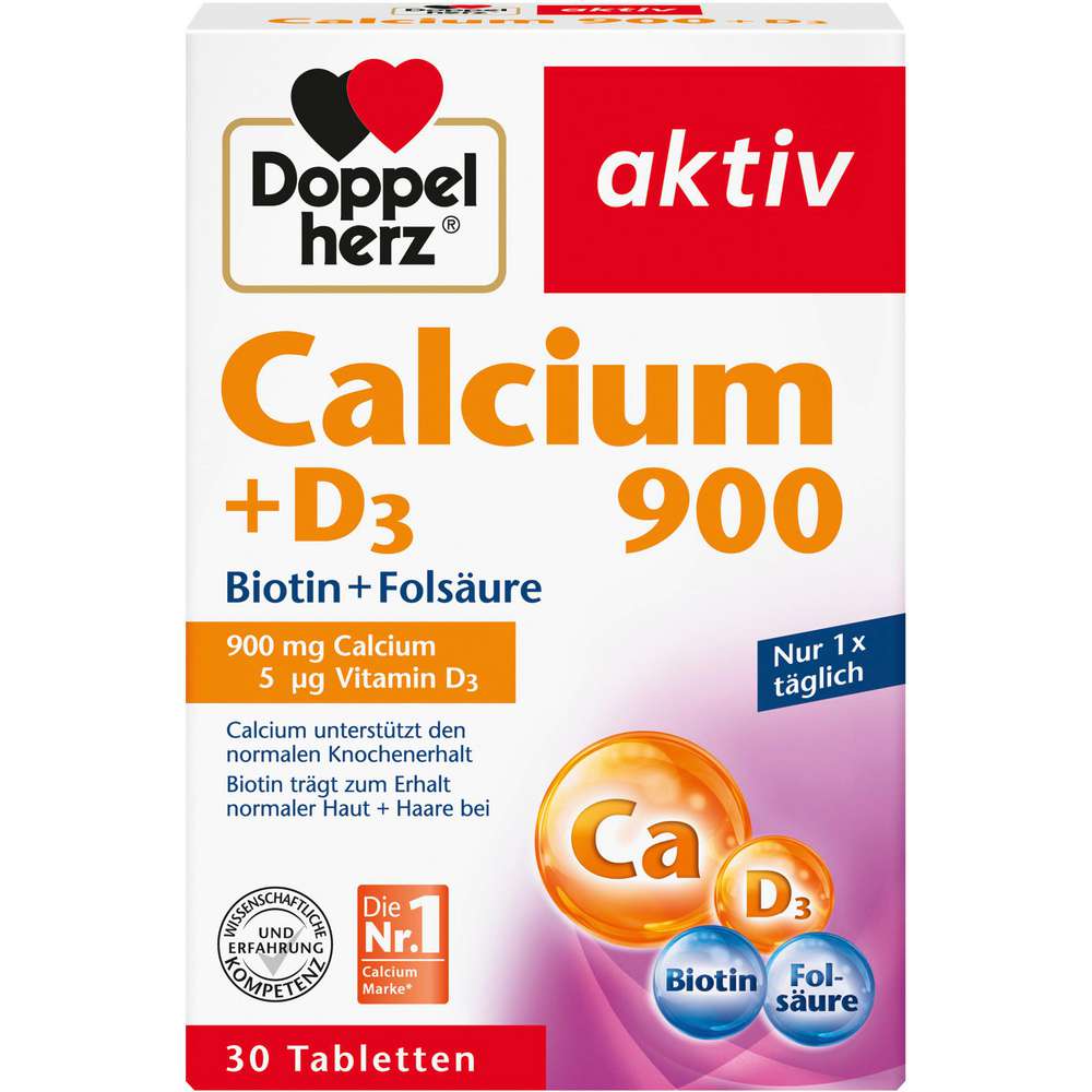 Produktabbildung Doppelherz Calcium 900 + D3 + Biotin + Folsäure Kapseln