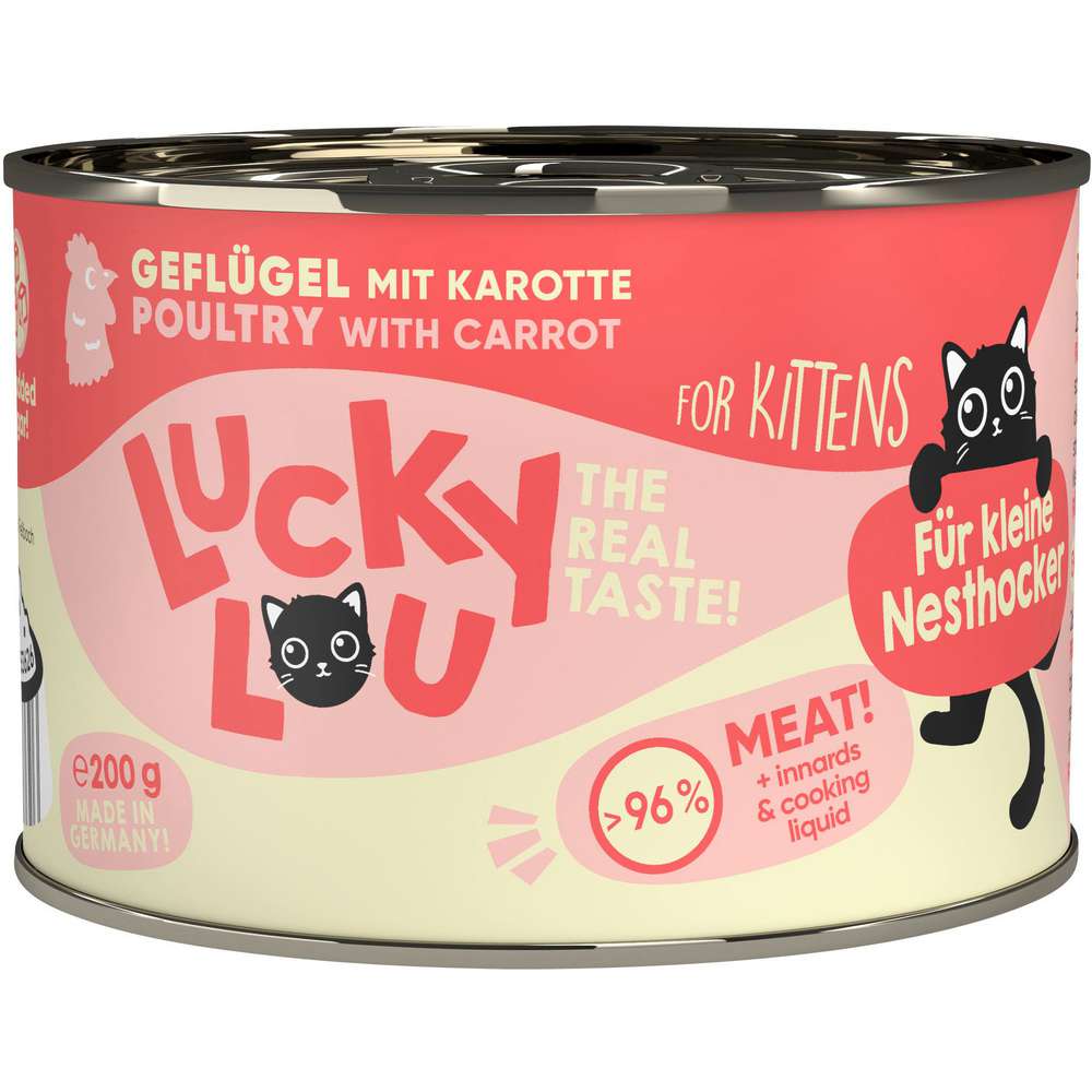 Produktabbildung Lucky Lou Katzen-Nassfutter Kitten, Geflügel mit Karotte