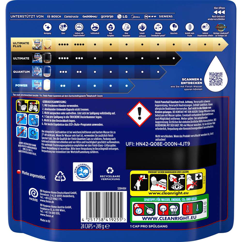 Produktabbildung Finish Spülmaschinen-Tabs, Powerball, Quantum All in 1