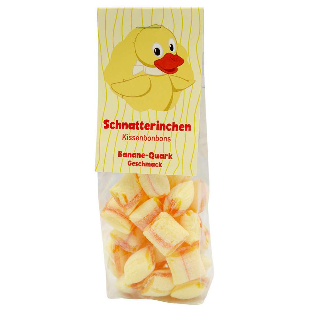 Produktabbildung Bonbonmann Schnatterinchen Kissenbonbon, Banane-Quark
