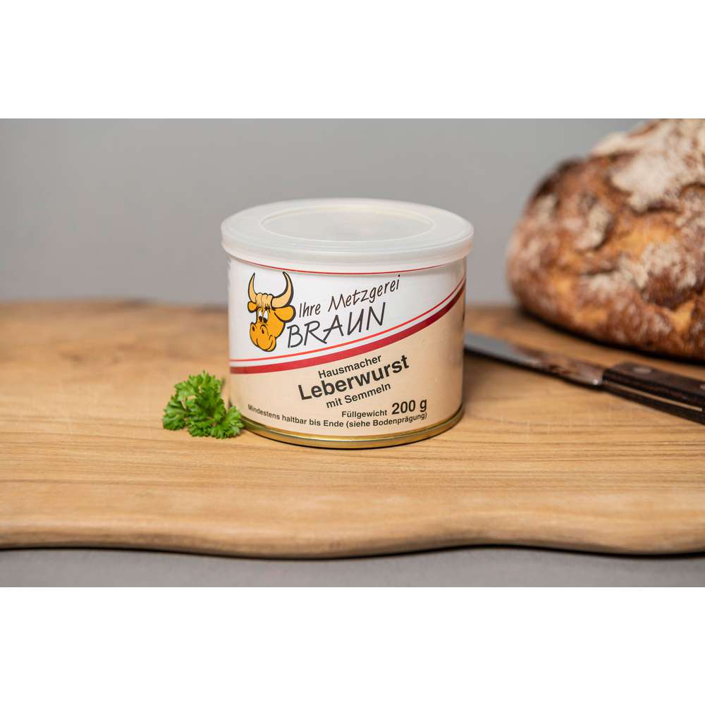 Produktabbildung Metzgerei Braun Hausmacher Leberwurst mit Semmeln