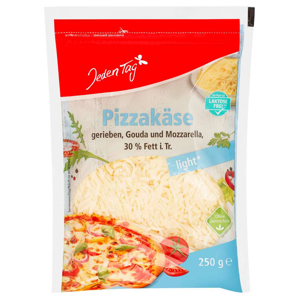 Produktabbildung Jeden Tag Pizzakäse, gerieben, leicht