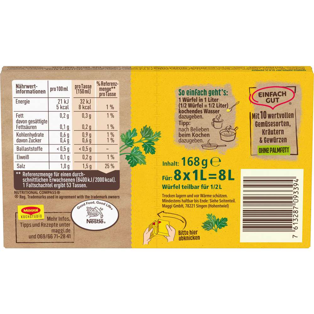Produktabbildung Maggi Gemüsebrühe, 100 % natürliche Zutaten