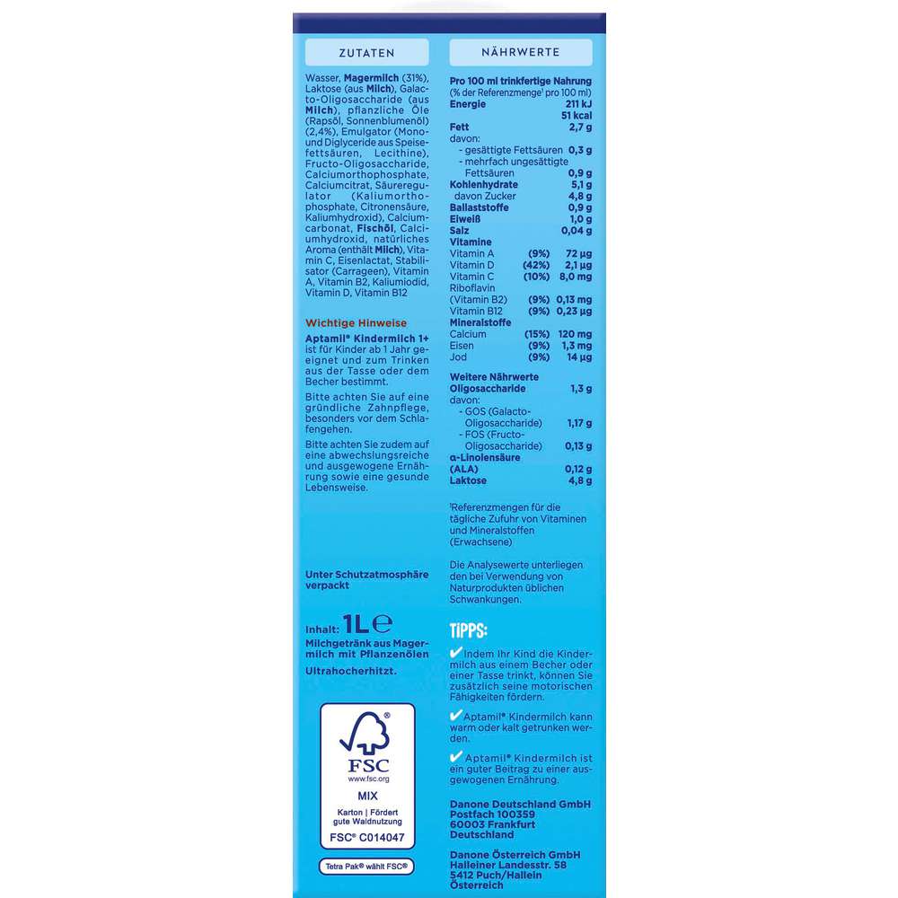 Produktabbildung Aptamil Pronatura Kindermilch 1+