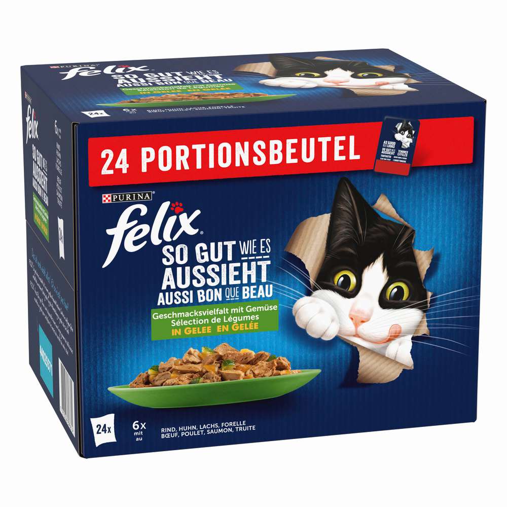 Produktabbildung Purina Katzen-Nassfutter Felix, So gut wie es aussieht, Geschmacksvielfalt mit Gemüse in Gelee