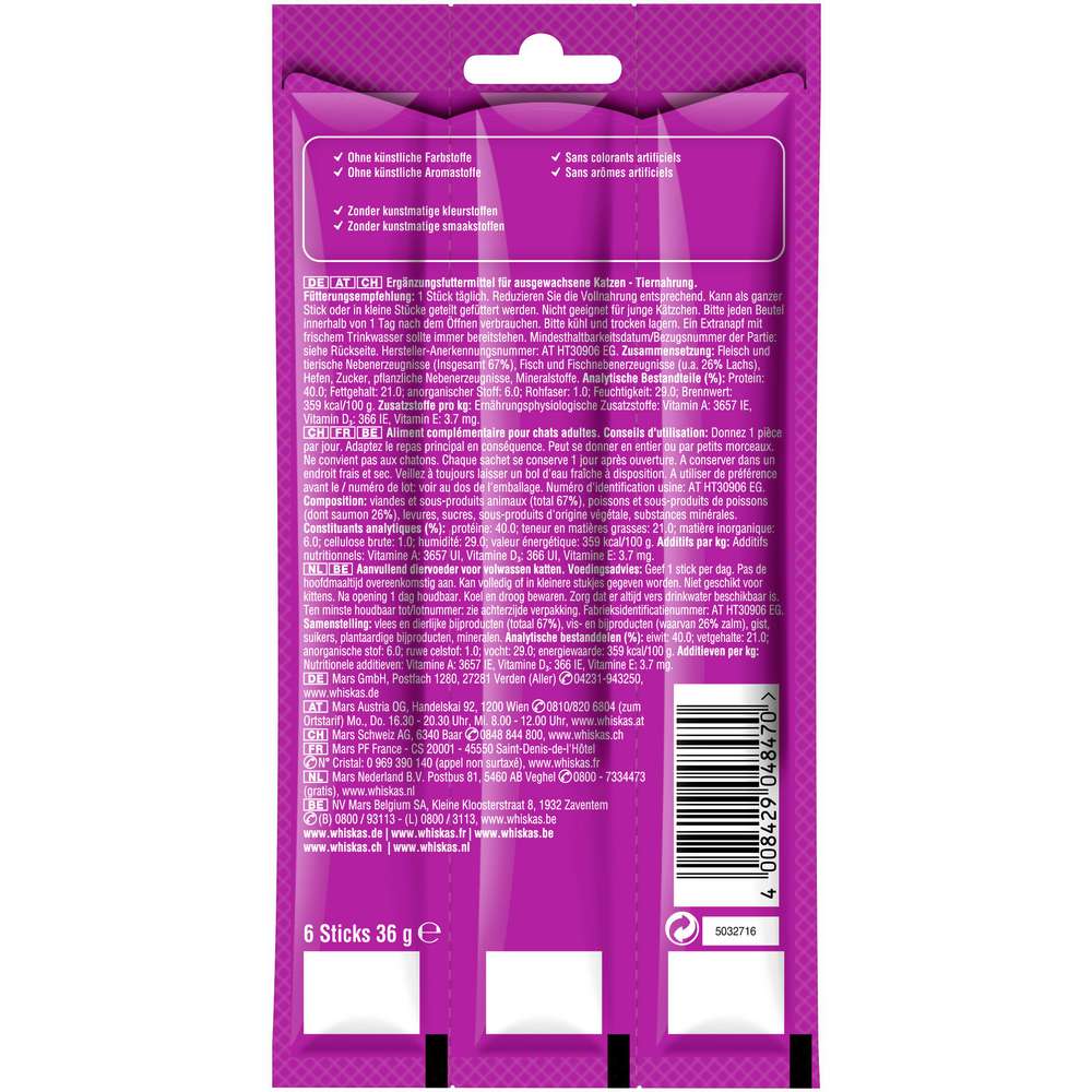 Produktabbildung Whiskas Katzen-Snack Sticks, Lachs
