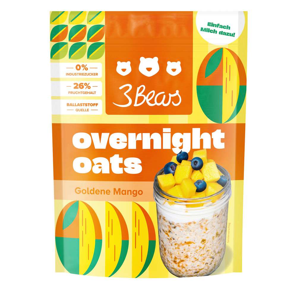 Produktabbildung 3Bears Overnight Oats Goldene Mango