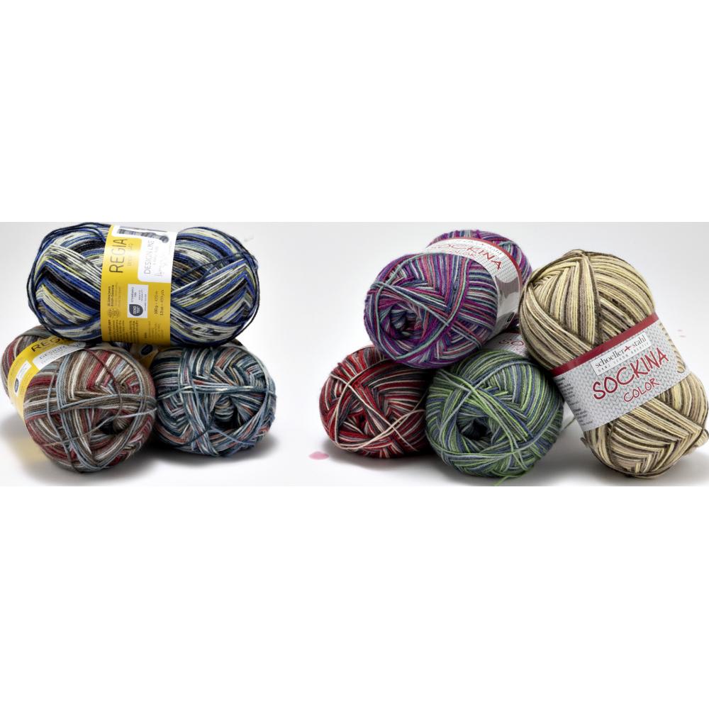 Produktabbildung keine Marke Regia 4fach oder Sockina 4fach, je 100 g-Knäuel