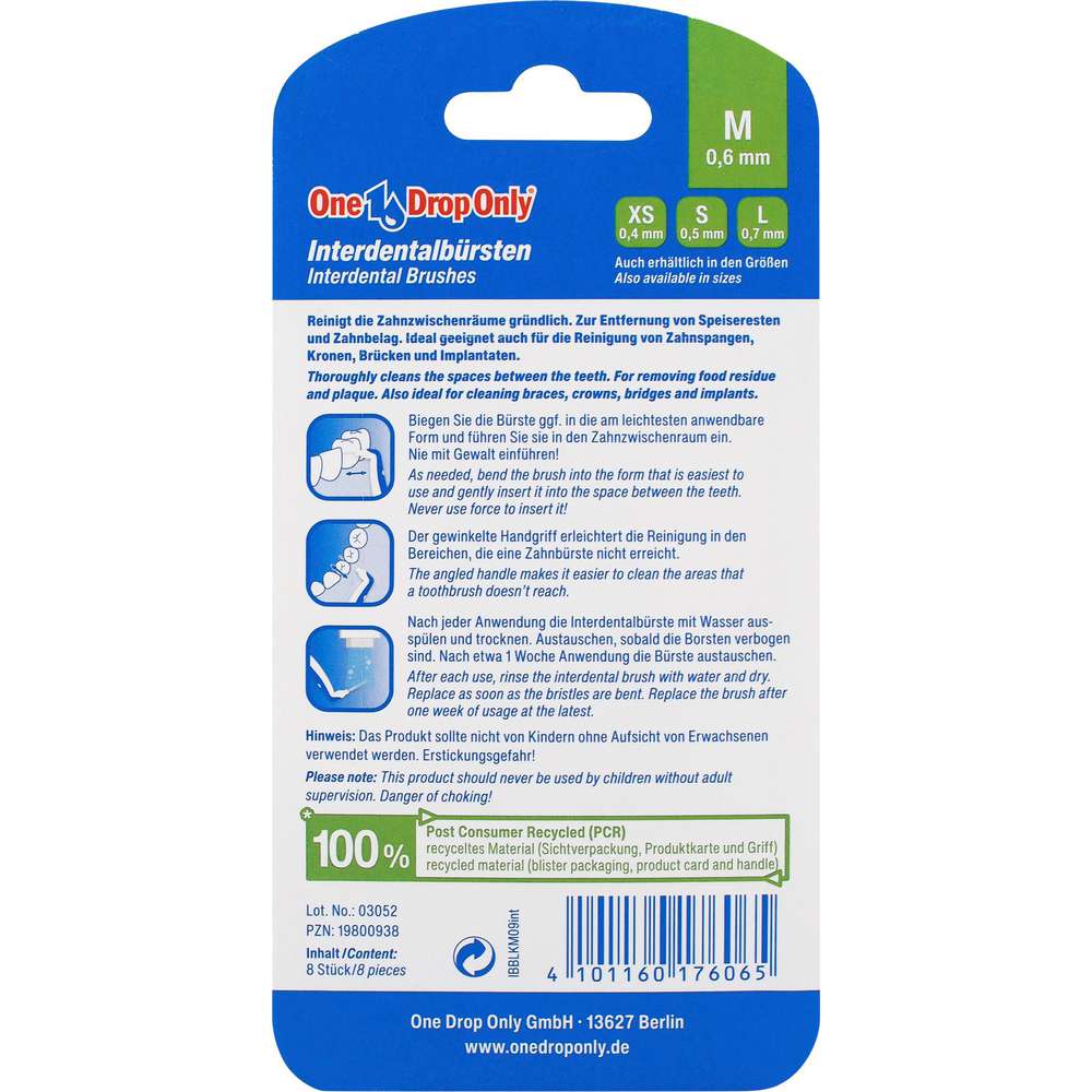 Produktabbildung One Drop Only Interdentalbürste M, blau