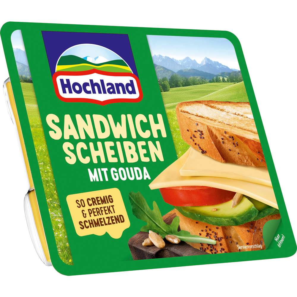 Produktabbildung Hochland Schmelzkäse-Sandwich Scheiben, Gouda