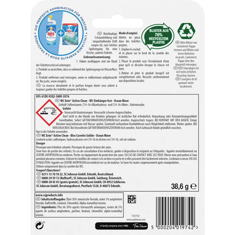 Produktabbildung WC Ente WC Duftspüler Active Clean, Marine