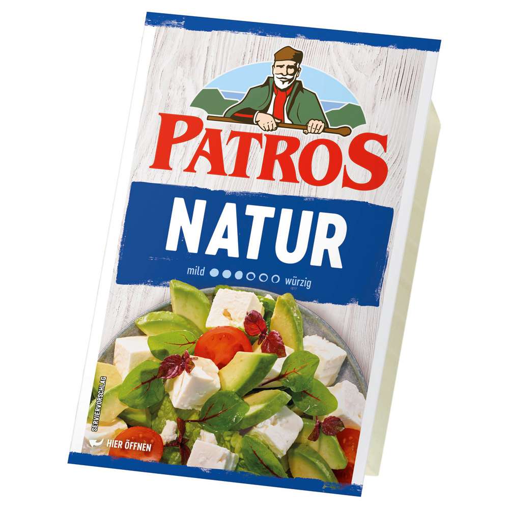 Produktabbildung Patros Hirtenkäse Natur in Salzlake gereift, mild-würzig