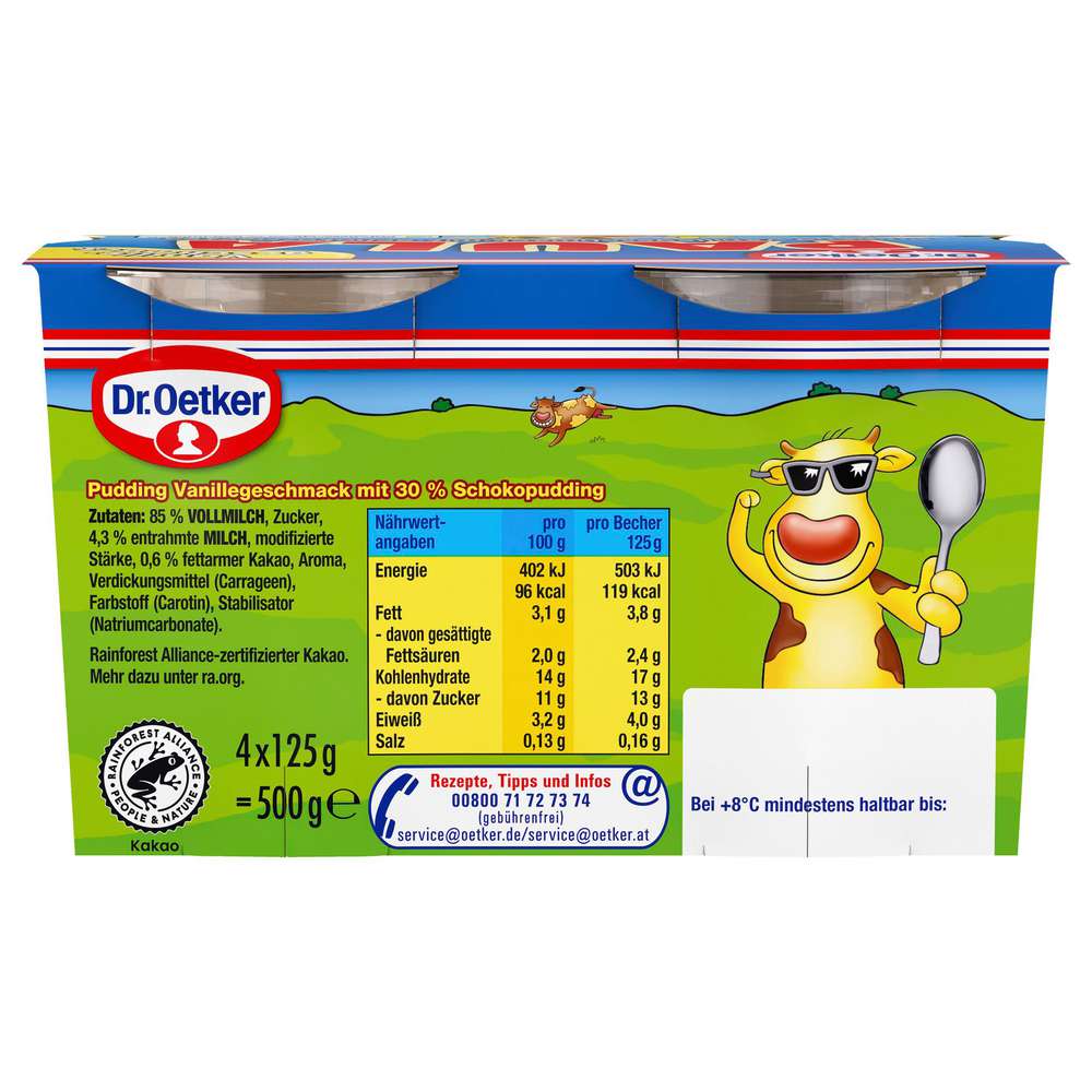 Produktabbildung Dr. Oetker Pudding Paula, Vanille mit Schockoflecken