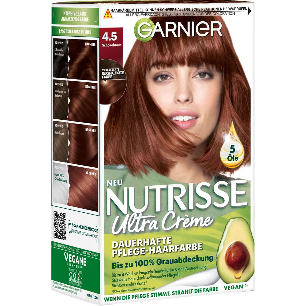 Produktabbildung Garnier Haarfarbe Nutrisse, 45 Schokobraun