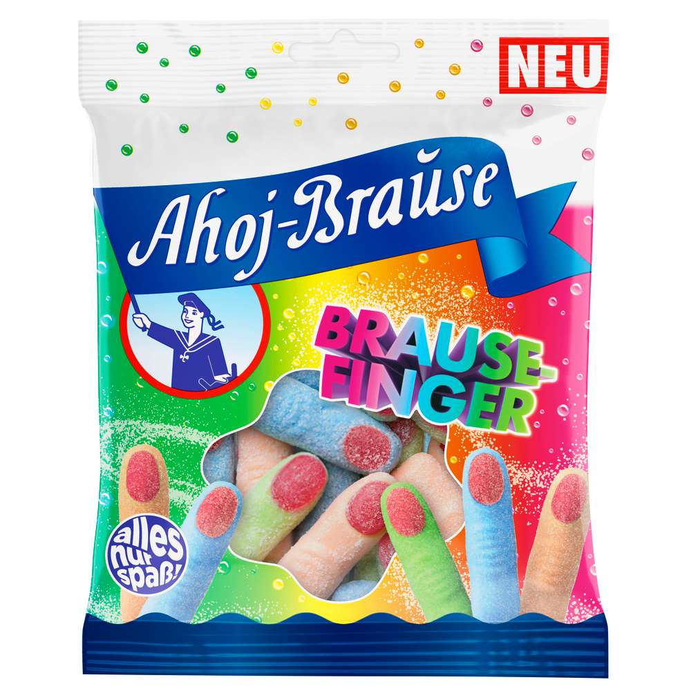Produktabbildung Ahoj-Brause Kaubonbon mit Fruchtgummi, Brause-Finger