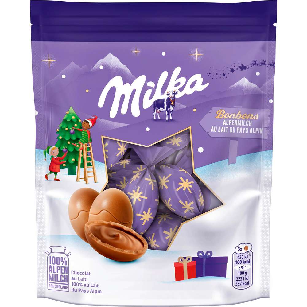 Produktabbildung Milka 	
Weihnachtsbonbons Alpenmilch