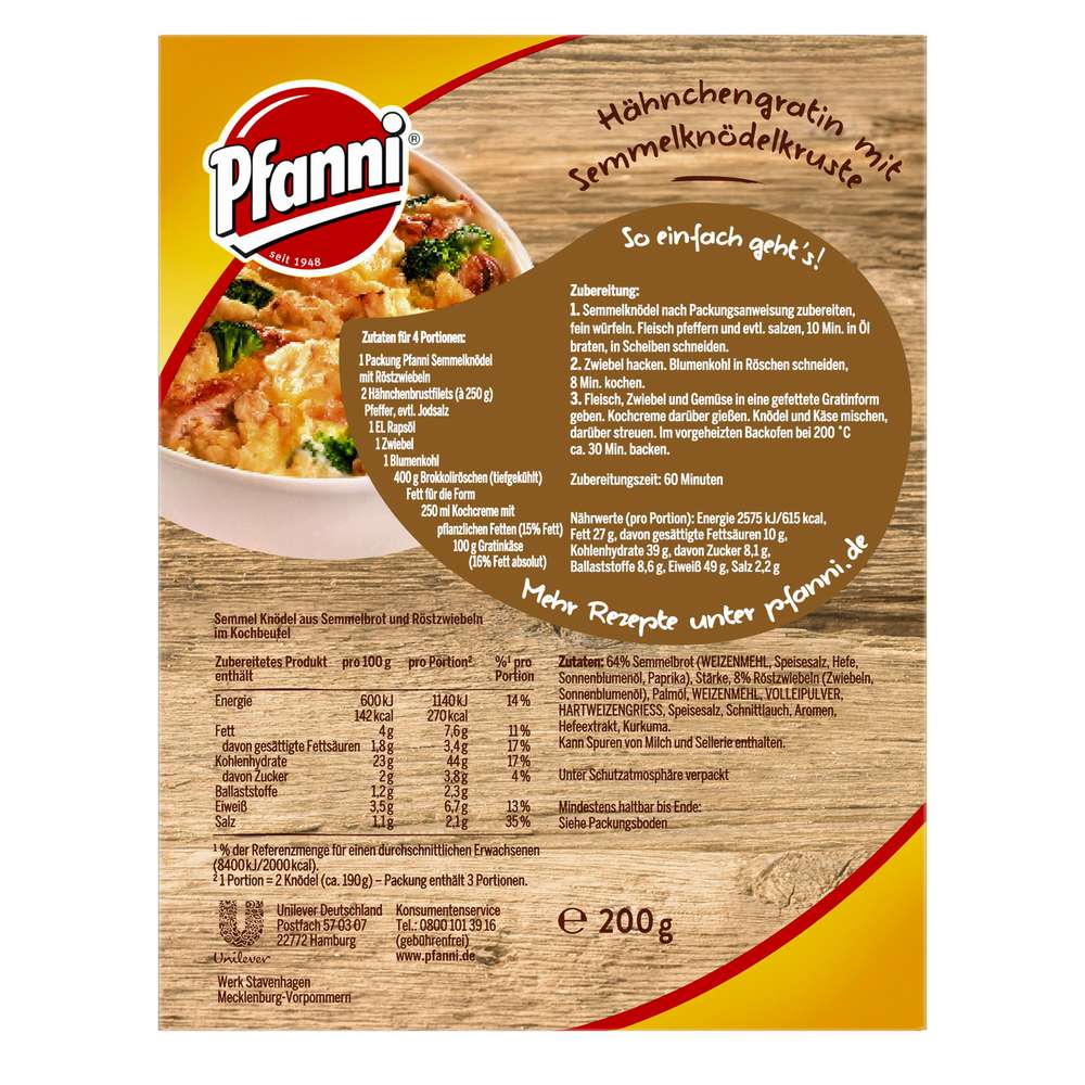 Produktabbildung Pfanni Semmel Knödel mit Röstzwiebel