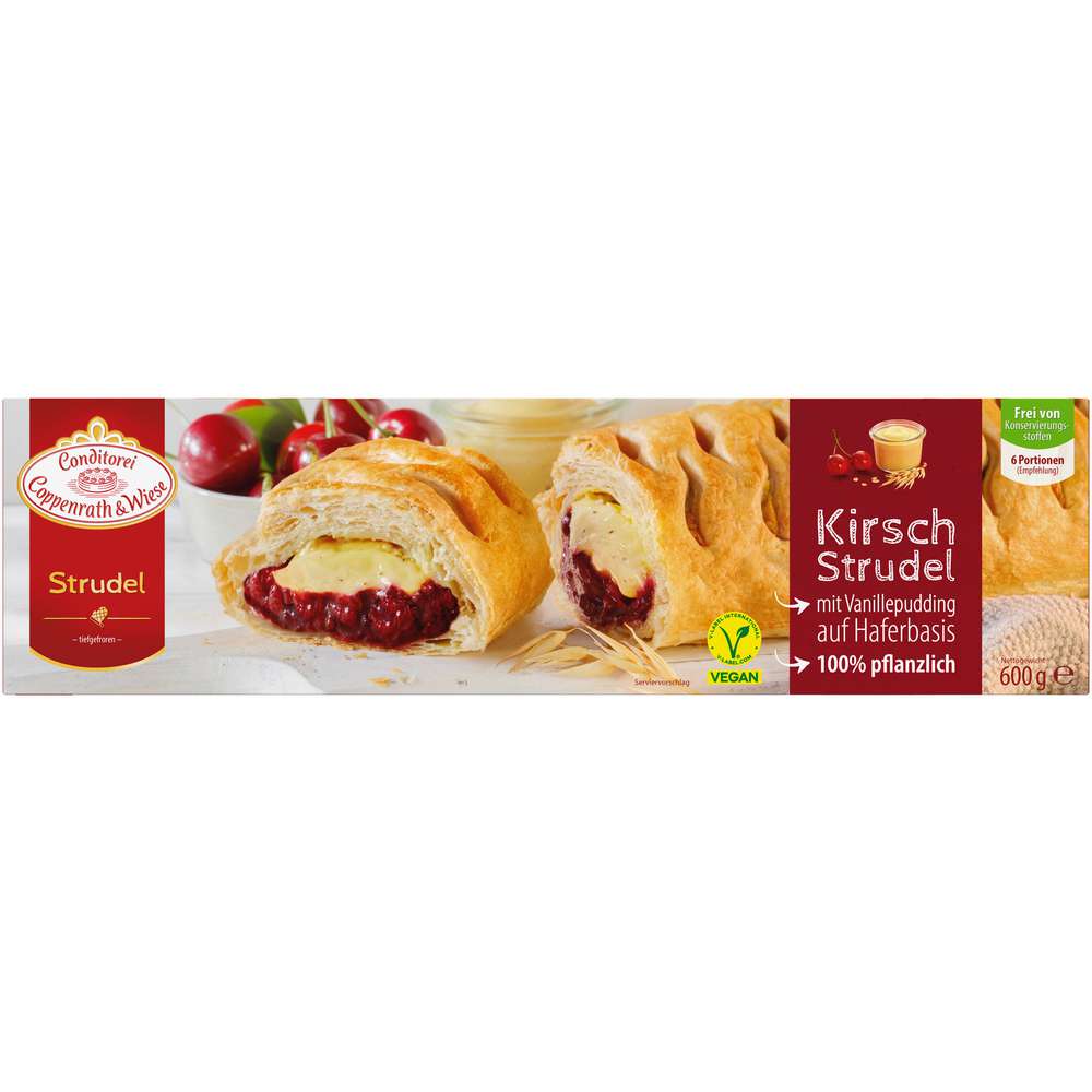 Produktabbildung Conditorei Coppenrath & Wiese Kirschstrudel mit Vanillepudding, tiefgekühlt