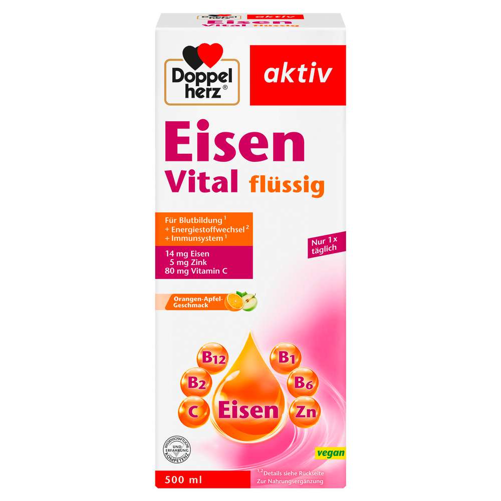Produktabbildung Doppelherz Eisen Vital flüssig, Orangen-Apfel Geschmack