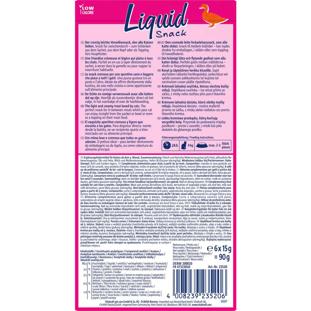 Produktabbildung Vitakraft Katzen-Snack Liquid, Ente