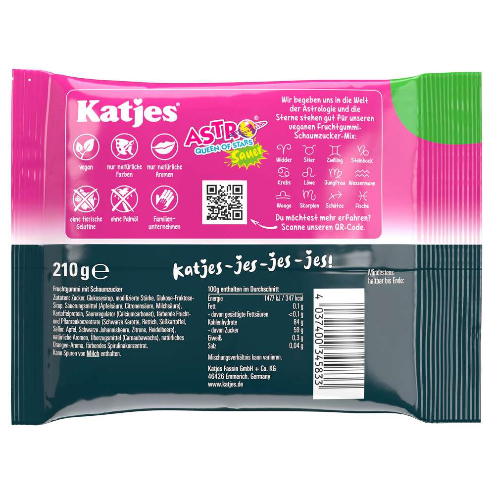Produktabbildung Katjes Fruchtgummi Astro Queens of Stars, sauer