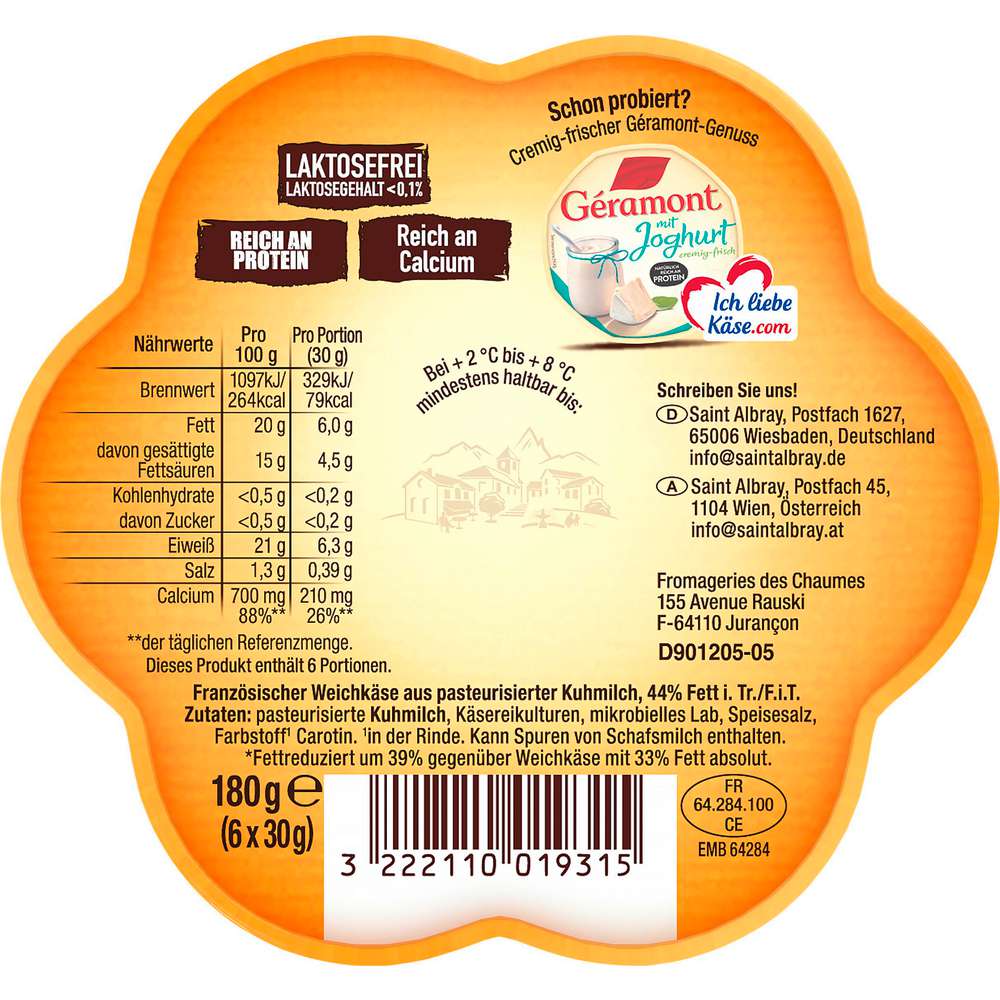 Produktabbildung Saint Albray Weichkäse Portionen, Legere
