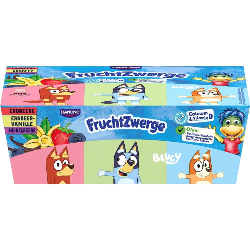 Produktabbildung  Fruchtquark, Erdbeere/Erdbeere-Vanille/Heidelbeere