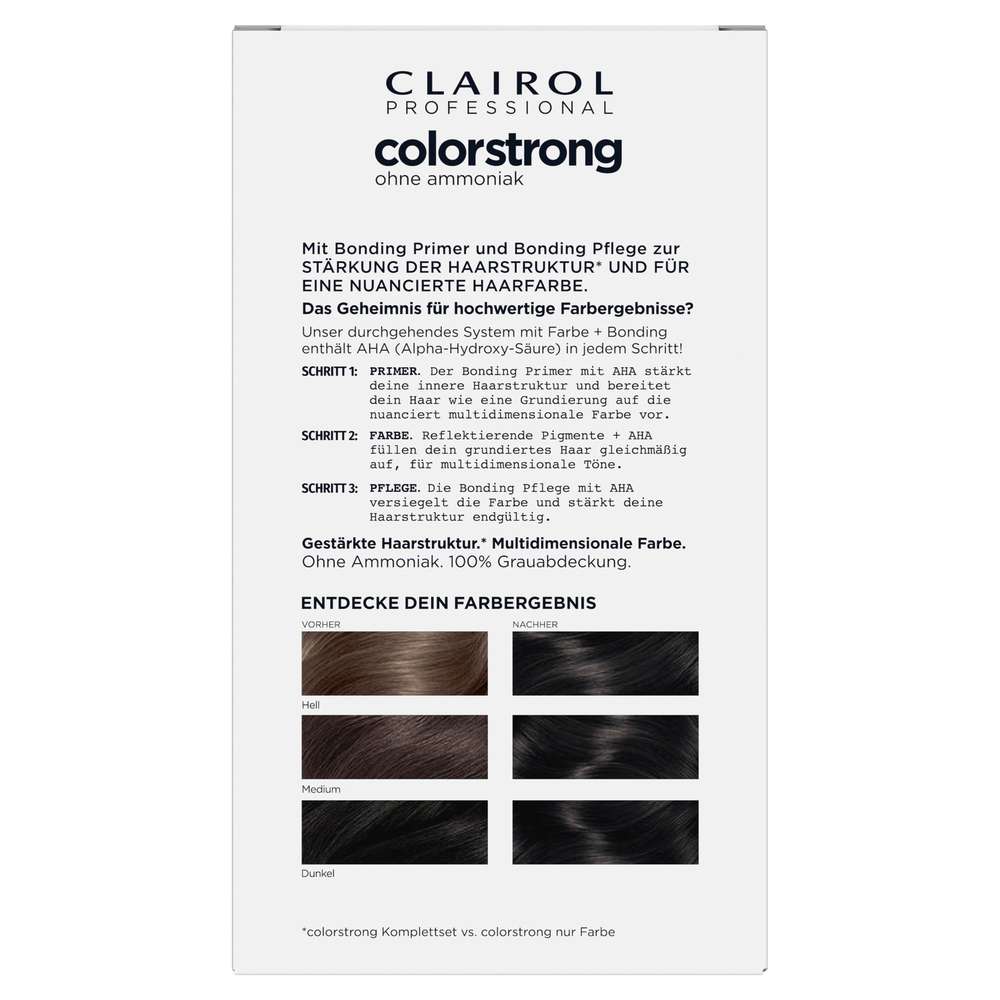 Produktabbildung Clairol Haarfarbe Colorstrong ohne Ammoniak, 1/0 Schwarz
