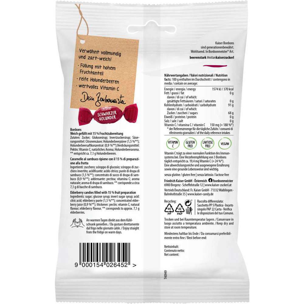 Produktabbildung Kaiser Bonbons, Schwarzer Holunder