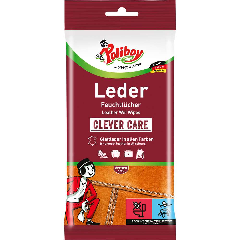 Produktabbildung Poliboy Leder Pflege Feuchttücher