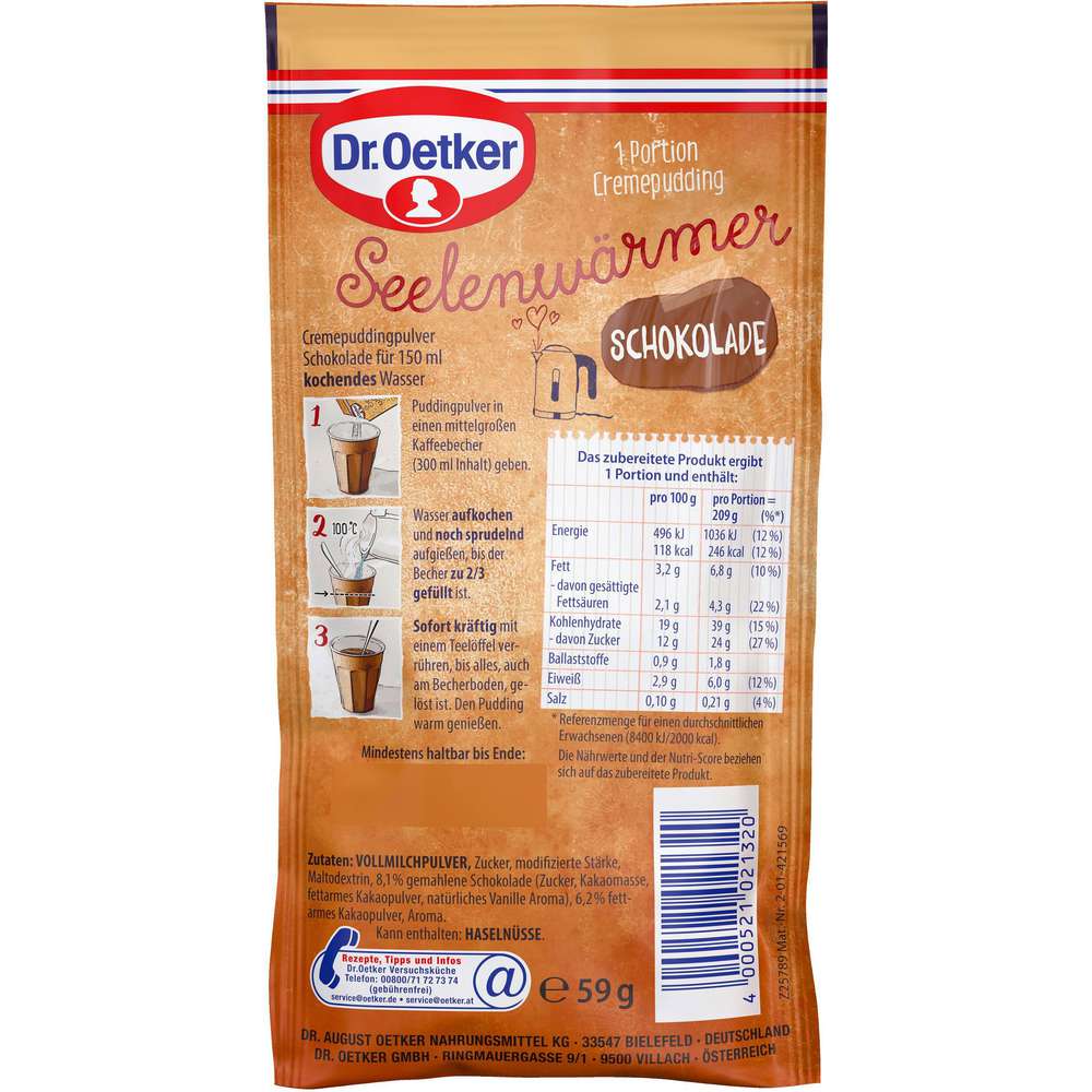 Produktabbildung Dr. Oetker Pudding Seelenwärmer, Schokolade