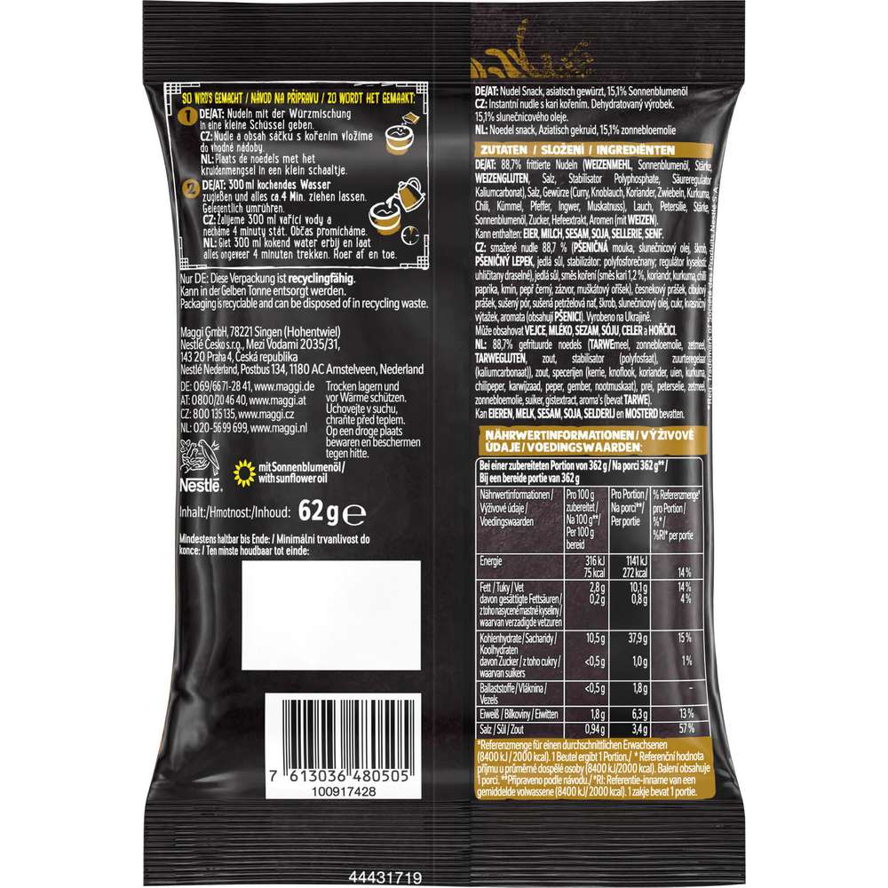 Produktabbildung Maggi Magic Asia Nudel Snack, Curry