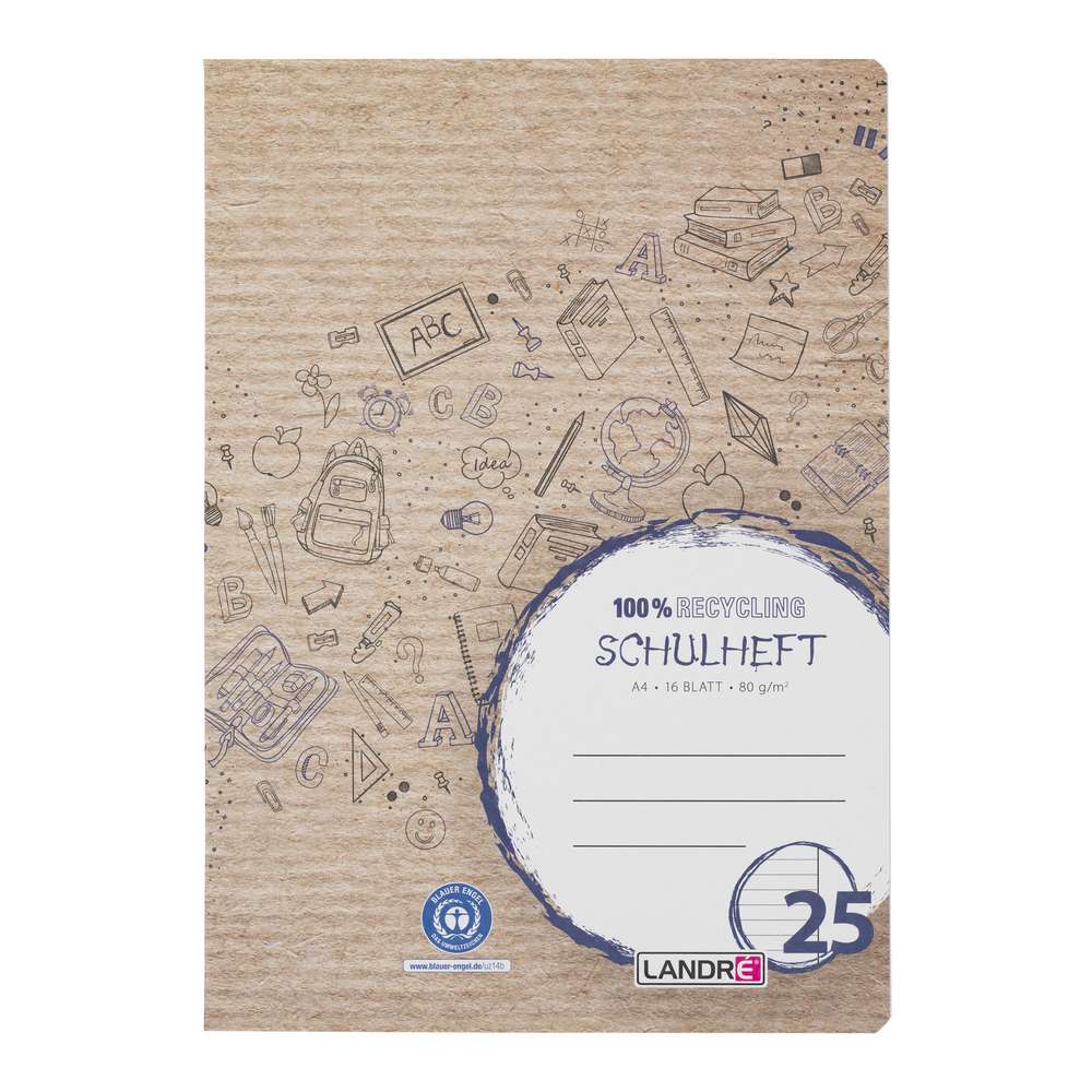Produktabbildung Landré Heft, A4, Lin 25, 16 Blatt, recycling
