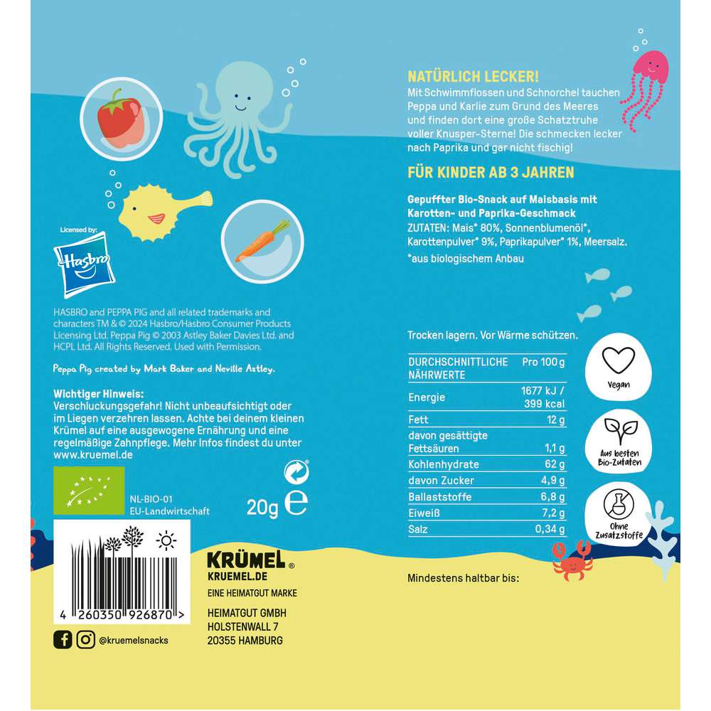 Produktabbildung Krümel Peppa Pig Knuspersterne, Paprika
