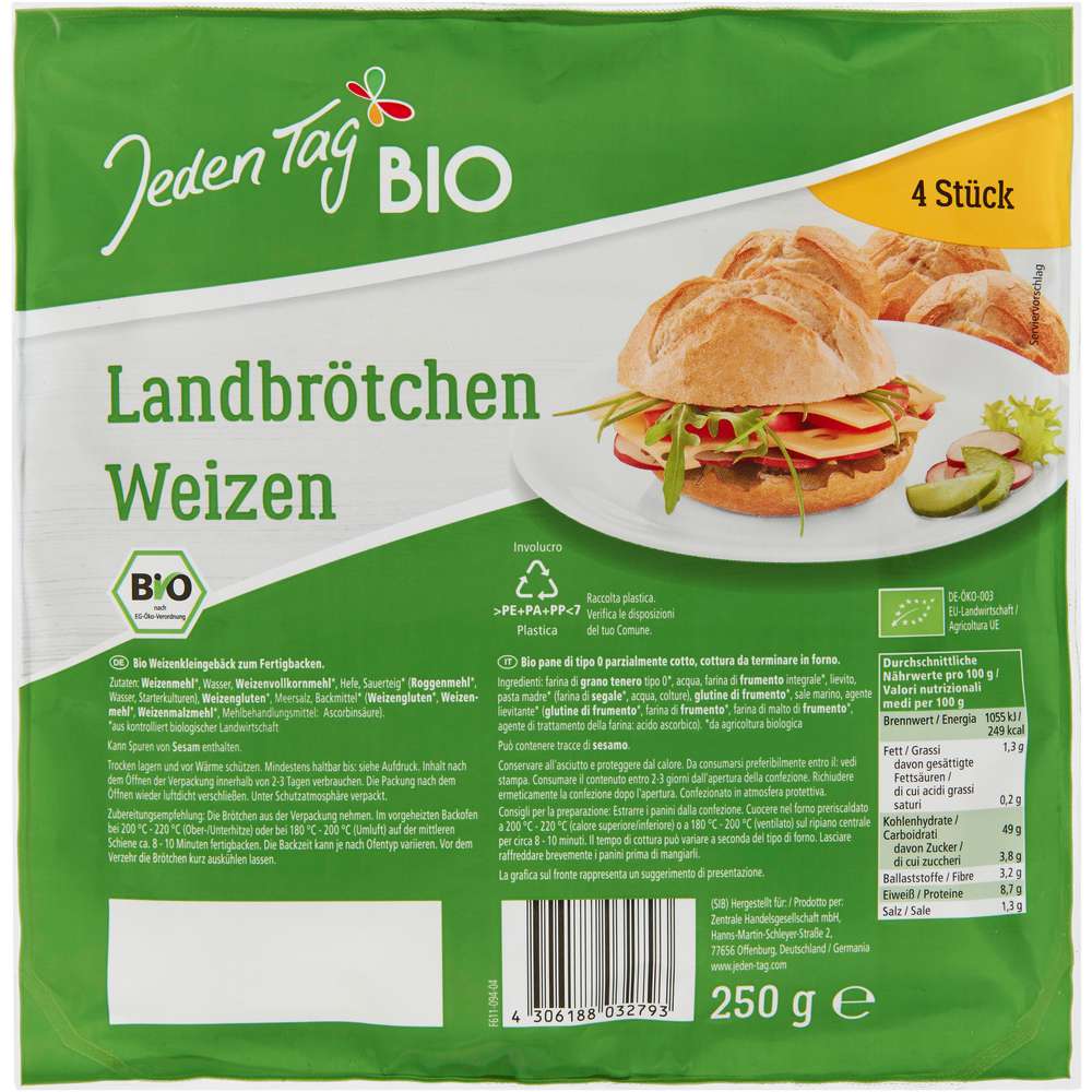 Produktabbildung Jeden Tag Bio Weizenbrötchen