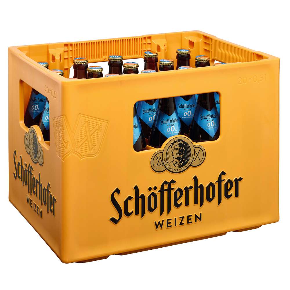 Produktabbildung Schöfferhofer Weizen 0,0%, alkoholfrei (20x 0,500 Liter)