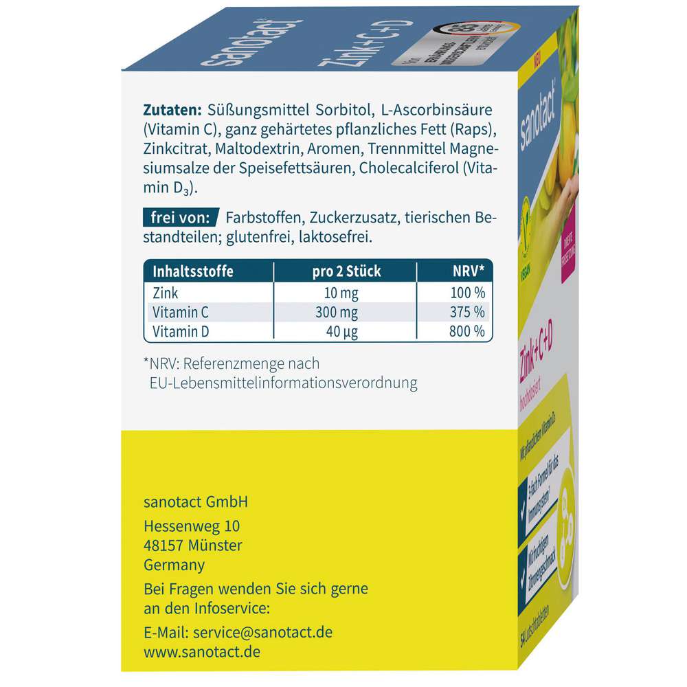 Produktabbildung sanotact Lutschtabletten Zink+C+D
