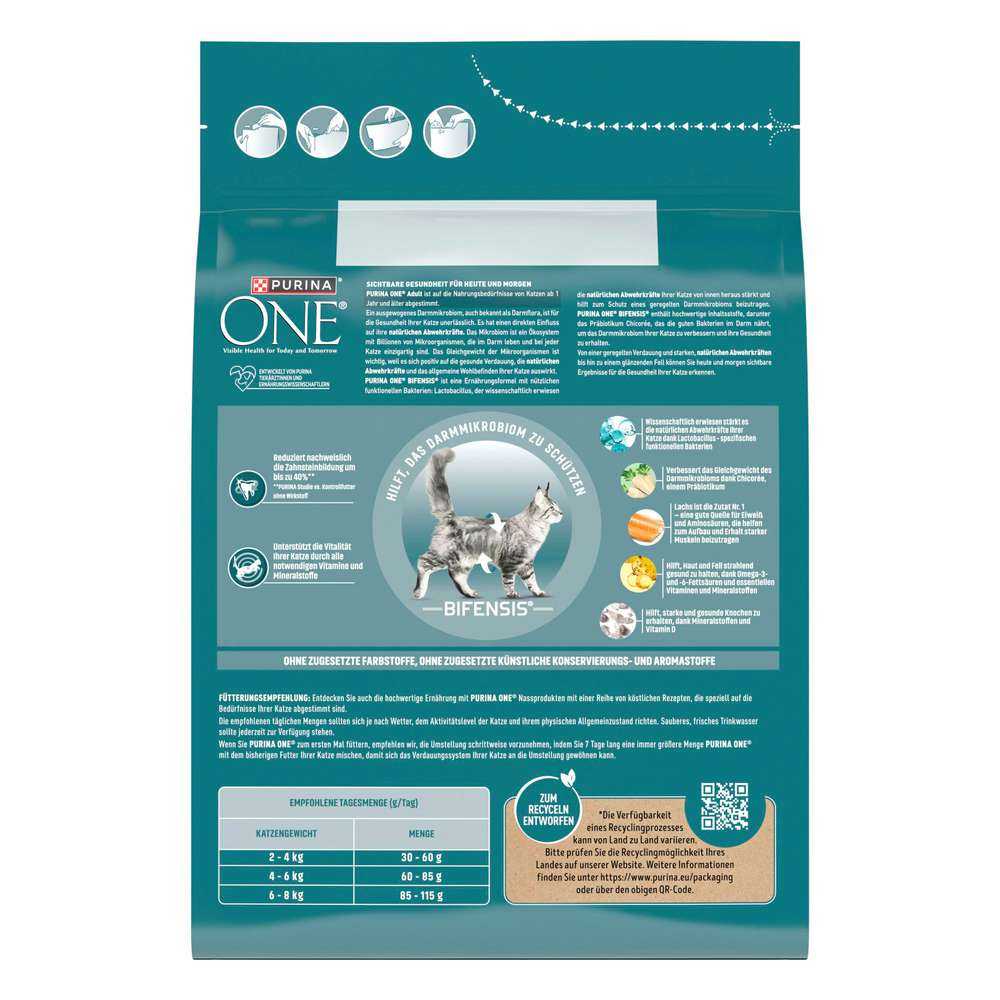 Produktabbildung Purina Katzen-Trockenfutter One, Bifensis, Adult Lachs