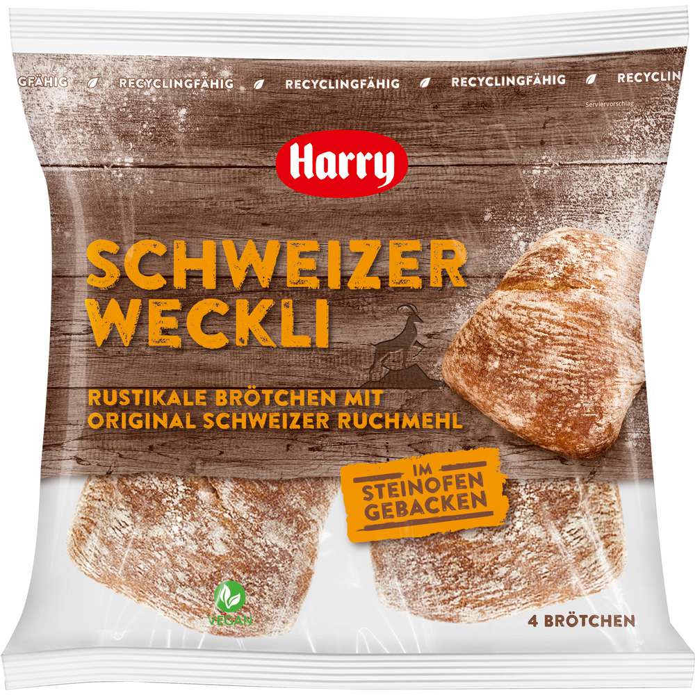 Produktabbildung Harry Aufback-Brötchen Schweizer Weckli, rustikale Brötchen