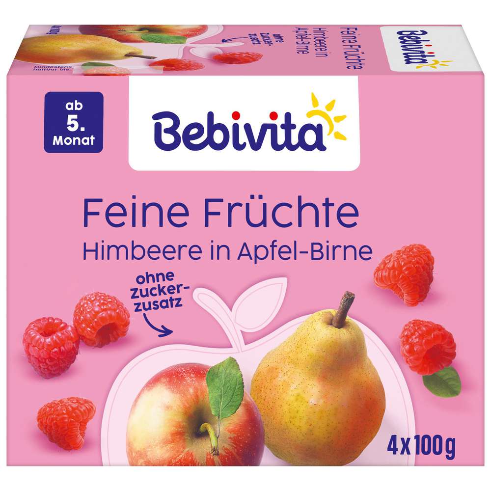 Produktabbildung Bebivita Babynahrung Früchtebrei, Himbeere/Apfel/Birne